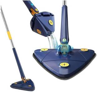 JHWOQU 360° Rotatable Adjustable Triangular Floor Push-Pull Squeezing Cleaning Mop Microfibre Wet and Dry Brush