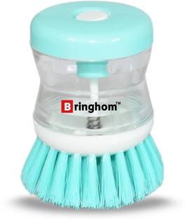 Bringhom Sink & Dish Cleaning Brush with Soap Dispenser Use for Kitchen Utensils, Washbasins, Sink, Floor Cleaning (Plastic, 1U) -Color May Vary Plastic Wet and Dry Brush