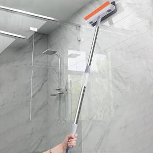 CRAZYABBS Bathroom Cleaning Brush with Wiper 3 in 1 Tiles 180° Rotate Plastic Wet and Dry Brush
