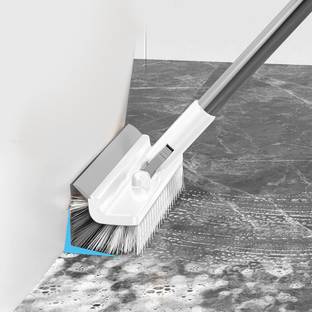 MAAUVTOR 180°Rotating Floor Scrub Brush with Long Handle 3 in 1 Scrape Corner Cleaning Microfibre Wet and Dry Brush