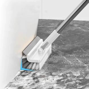 JHWOQU 3 in 1 Scrape Corner Cleaning 180°Rotating Floor Scrub Brush with Long Handle Microfibre Wet and Dry Brush