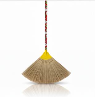 MS Diamond Burma Grass Broom, Less Dust, Long Handle Wooden Broomstick for Floor Cleaning Grass Dry Broom
