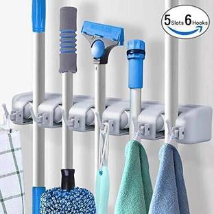 NAKSHT Grey Plastic Broom Holder
