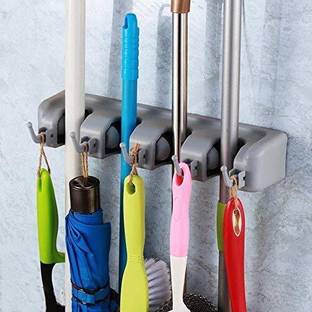 Zeinwap Grey Plastic Broom Holder