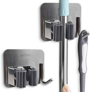 eshopy Silver Stainless Steel Broom Holder