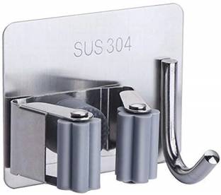 JIALTO Silver Stainless Steel Broom Holder