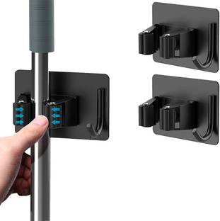 JIALTO Black Stainless Steel Broom Holder