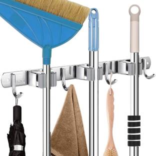 BAREPEPE Silver Stainless Steel Broom Holder