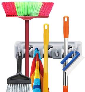 VRT Grey Plastic Broom Holder