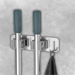 SorresaA Silver Stainless Steel Broom Holder