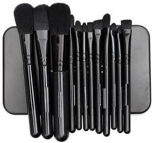Kamz Beauty Professional makeup/powder brush Pack of 12 with Black Tin Box (Black)