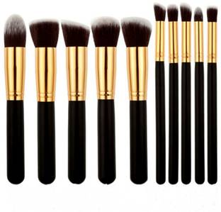 Kamz Beauty 10 Pcs Professional Blending fondation Kabuki Foundation Powder Foundation,mineral, Eyeshadow Makeup Brush Set (Set Of 10)