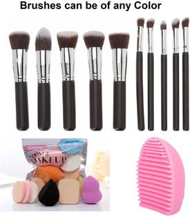MY TYA Premium Makeup Brushes Set of Ten + 6 Piece Makeup Sponges + Brush Cleaner