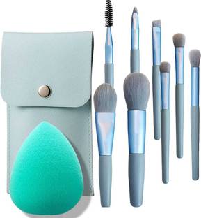Beautiflame Makeup Brush 8pcs Soft Hair & Bag With 1 Blender