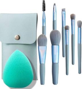 pink cheeks 8 pc. Soft makeup brush set with pouch and 1 pc sponge