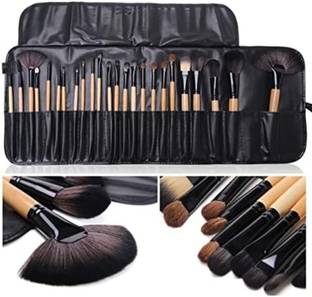 Ashyra 24pcs Makeup Brush Set, 24pc Makeup Brushes Kit Wooden Handle With Leather Pouch