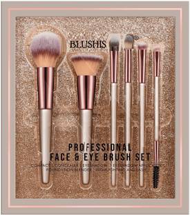 BLUSHIS Premium Synthetic Bristle Professional Face and Eye Brushes Set of 6 Peice