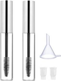 RAJry 2Pcs 10ml Empty Mascara Tubes Wand Container 2 Rubber Inserts & 1 Funnel-Silver