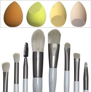 WECHARMERZ 8pcs Makeup Brush Set Foundation Powder Concealers Eye Shadows4PCs Makeup Sponge