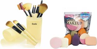 QUIYANG Professional 12 Pcs Makeup Brush With Box & 6 in 1 Makeup Sponge Puff