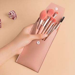 zemglam Makeup Brush Set (8 Piece) with PU Bag Synthetic Bristle Mini Travel Brush Kit