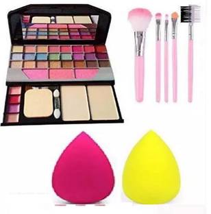 WHOLESALEHUB T.Y.A Makeup Kit + 5 Pcs Makeup Brush + 2 Pc Blender Puff Combo - Multicolor
