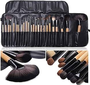 Daegu Beauty Makeup Brush Professional 24 Pc Black Leather Brush Set