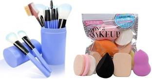 URBANMAC Professional 12 Piece Face and Eye Makeup Brush Set 6 in 1 Makeup Sponge Puff