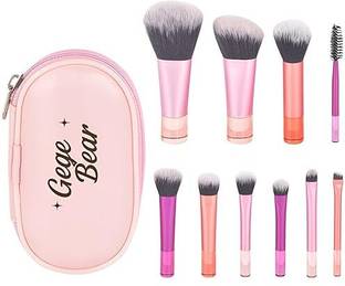 Cappuvini Gege Bear 10 Pcs Mini Makeup Brush Set | Soft Fluffy Bristles | Cute Pink Design