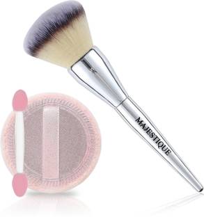 MAJESTIQUE Cushion Powder Puff with Large Foundation Brush - Perfect for Blending Liquid