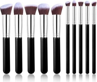 Katti Del Coco Professional 10 Pcs Silver/Golden Makeup Brushes Set