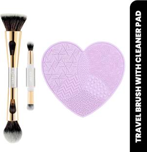 MARS 4 In1 Foundation Eyeshadow Blending & Flat Makeup Brush With Brush Cleaning Pad