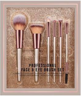 QEQEQ Beauty Face & Eye Brush Set of 6 | Synthetic Fibres | Easy Blending (Pack of 6)