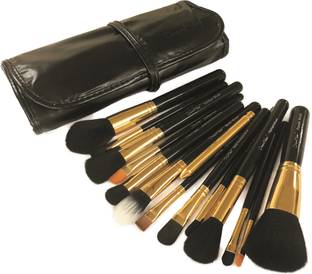 Dream Maker 15 Piece Makeup Brush Set With Storage Pouch Model DM-146 (Black+ Gold)