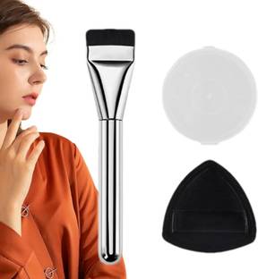 feelhigh Combo 3 Flat Foundation Brush, Triangle Powder Puff and Storage Box