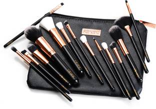 MINARA Makeup Brush Applicator Set of 15 with Premium Leather Pouch