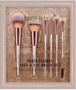 SWISS BEAUTY Premium Synthetic Bristle Professional Face and Eye Brushes Set of 6