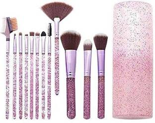 sindhwani makeovers Professional Glitter Makeup Brush Set With Storage Barrel - Glitter Purple