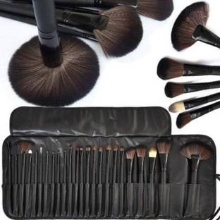 URBANUCANBE Wood Make Up Brushes Sets With Leather Storage Pouch (Pack of 24) | U_MB_04