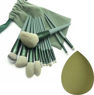 Aternal Makeup Brush Sets - 12 Pcs Brown Makeup Brushes & 1 Beauty Blender