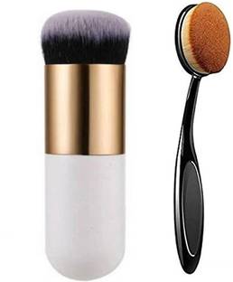 CETC Professional Foundation White Brush and Oval Foundation Brush -Pack of 2