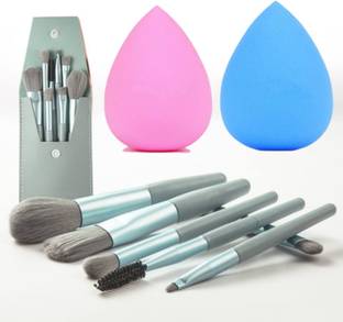 Beautiflame 8pcs Makeup Brush Set With Bag & 2 Makeup Blender Sponges
