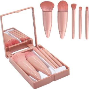 TU4 Enterprise Cosmetics Makeup Brushes Set with Mirror, Travel Portable Professional Brushes
