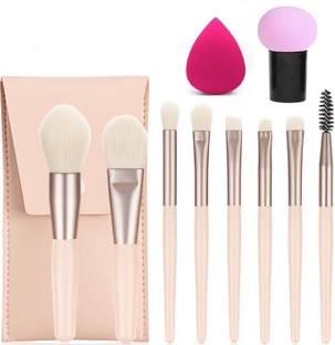 Beautiflame 8pcs Makeup Brushes with Bag & 2 Soft Makeup Sponge