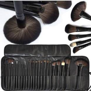 zukrave Professional Wood Make Up Brushes Sets With Leather Storage Pouch