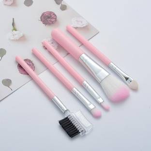Modinity Synthetic Bristle Makeup Brush Set- Pink, 5 Piece