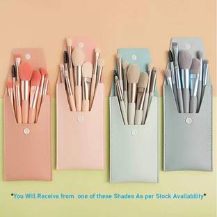 ANJOU Makeup Brush Set 8PCS Mini With Storage Bag MULTICOLORS