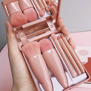 KA CAYLA Travel Makeup Brush Set 5pcs Mini Cosmetic Brushes with Mirror Set l SOFT, FLEXI