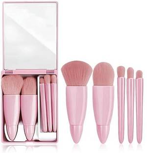 CHEFERYN 5 Pcs Travel Makeup Brushes Set with Mirror