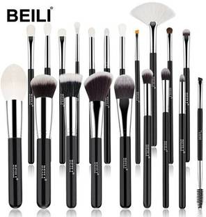 Beili Black 20 pcs super soft makeup brush sets, Foundation brush, Eye shadow brush, Highlighter brush, Blush brush, 5 big and 5 small brush sets, Makeup tools, Portable makeup brush - Black